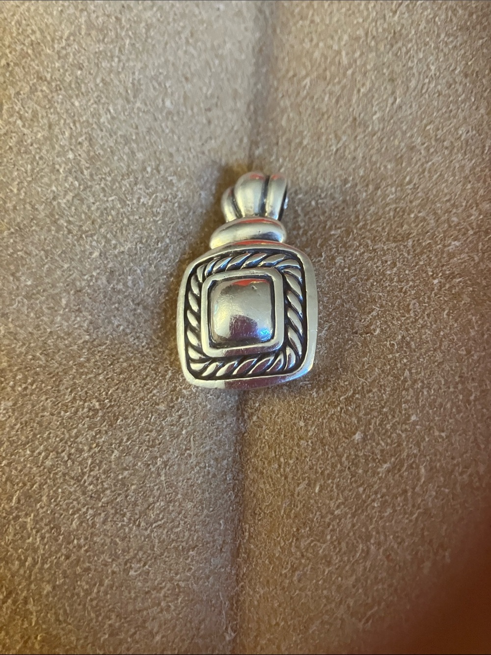 Sterling Silver Square Rope-Edge Pendant - Silver